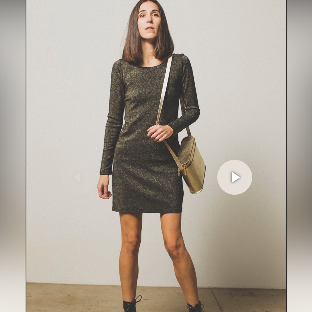 Nation Ltd Little Metallic Dress in Black Gold New With Tags Size Small - Picture 5 of 14